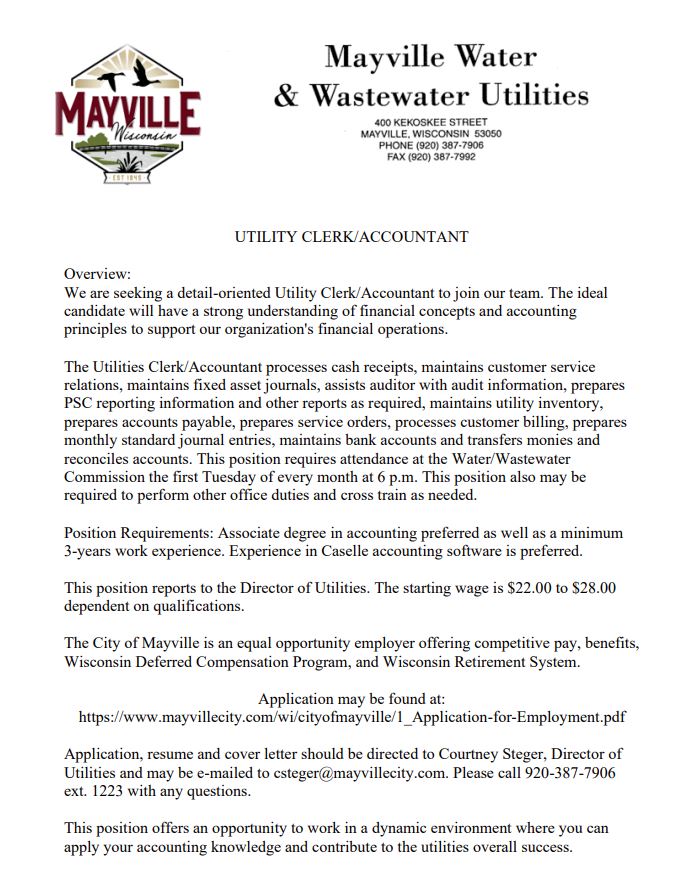Mayville Employment Opportunities